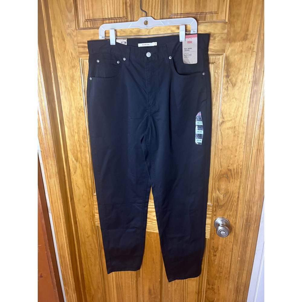 Levis 80s Mom Jeans Womens 32x30 Black High Rise Relaxed Tapered Leg NWT